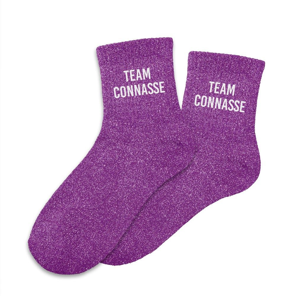 chaussettes paillettes violettes team connasse mycrazystuff.com