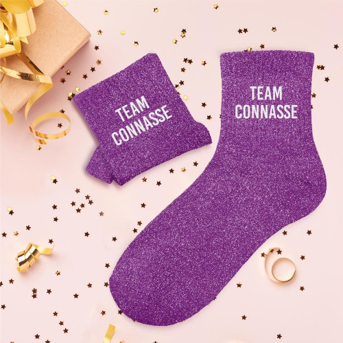 chaussettes paillettes violettes team connasse mycrazystuff.com