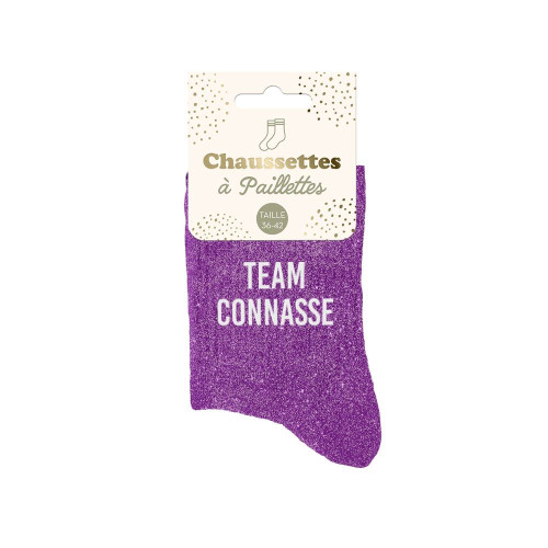 chaussettes paillettes violettes team connasse mycrazystuff.com