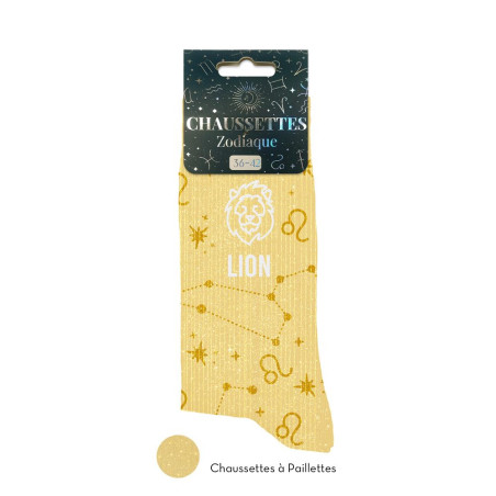 chaussettes zodiaques paillettes lion mycrazystuff.com