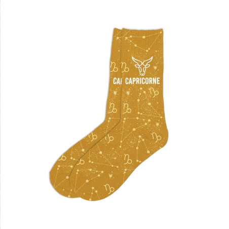 chaussettes zodiaques paillettes jaunes capricorne mycrazystuff.com