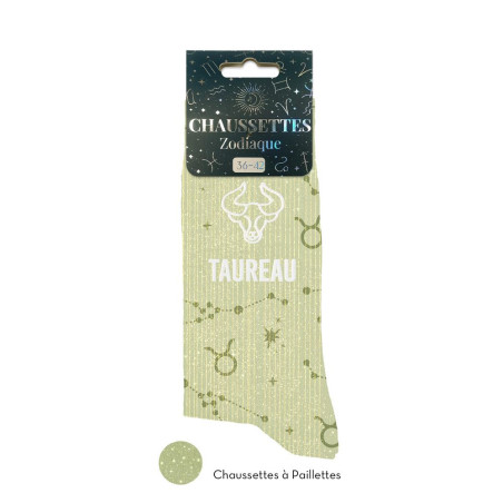 chaussettes zodiaque paillettes taureau mycrazystuff.com