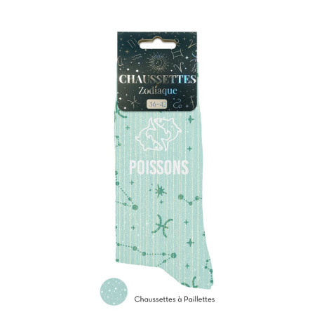 chaussettes zodiaque paillettes poissons mycrazystuff.com