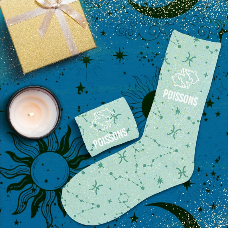 chaussettes zodiaque paillettes poissons mycrazystuff.com