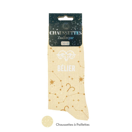 chaussettes zodiaque paillettes bélier mycrazystuff.com