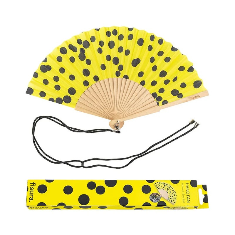 éventail jaune à points noirs fisura Mycrazystuff.com