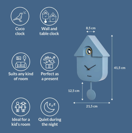 horloge coucou bleu pendule fisura Mycrazystuff.com
