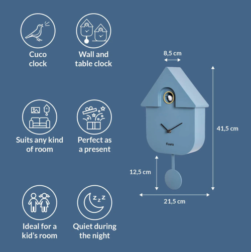 horloge coucou bleu pendule fisura Mycrazystuff.com