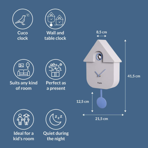 horloge coucou grise pendule fisura Mycrazystuff.com