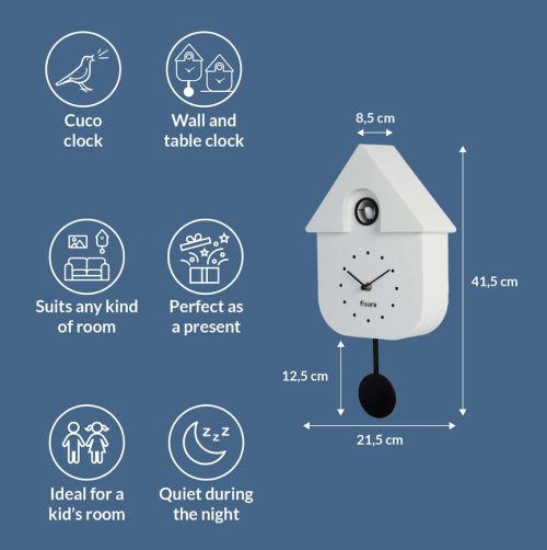 horloge coucou blanche pendule fisura Mycrazystuff.com