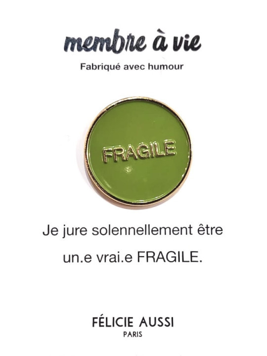 pin's doré et vert fragile Felicie aussi paris mycrazystuff.com