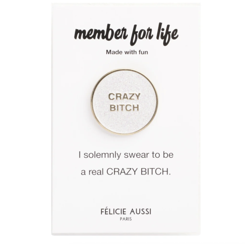 pin's à paillettes doré et blanc crazy bitch Felicie aussi paris mycrazystuff.com