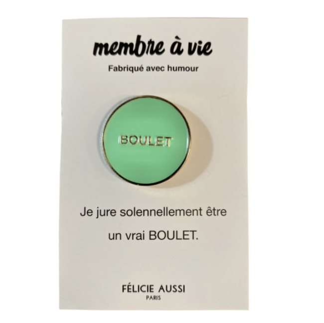 Pin's doré et vert Boulet Felicie aussi paris mycrazystuff.com