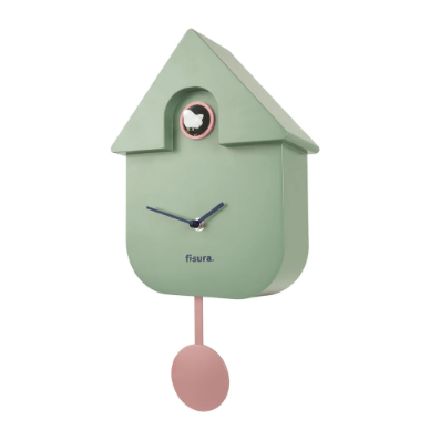 Horloge Coucou Vert Menthe et Rose pendule Fisura mycrazystuff.com