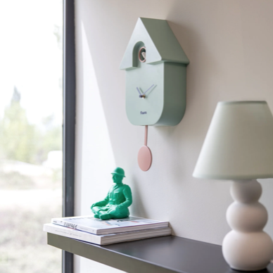 Horloge Coucou Vert Menthe et Rose pendule Fisura mycrazystuff.com