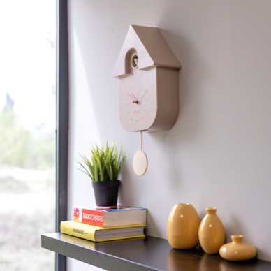 Horloge Coucou Beige et Orange pendule vintage Fisura mycrazystuff.com