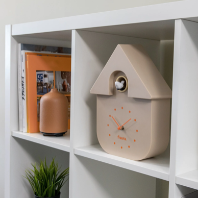 Horloge Coucou Beige et Orange pendule vintage Fisura mycrazystuff.com