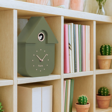 Horloge Coucou Vert Olive et Rose pendule vintage Fisura mycrazystuff.com