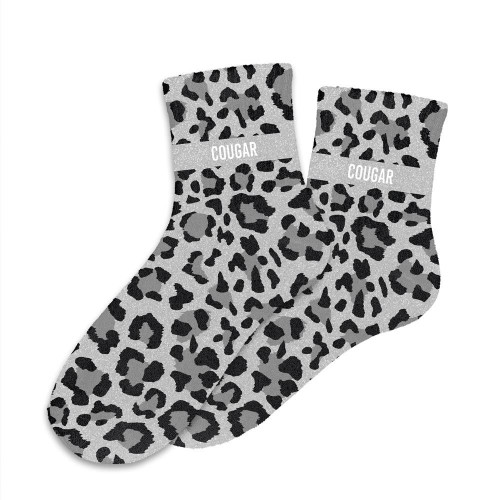 Chaussettes à paillettes léopard gris "Cougar" mycrazystuff.com