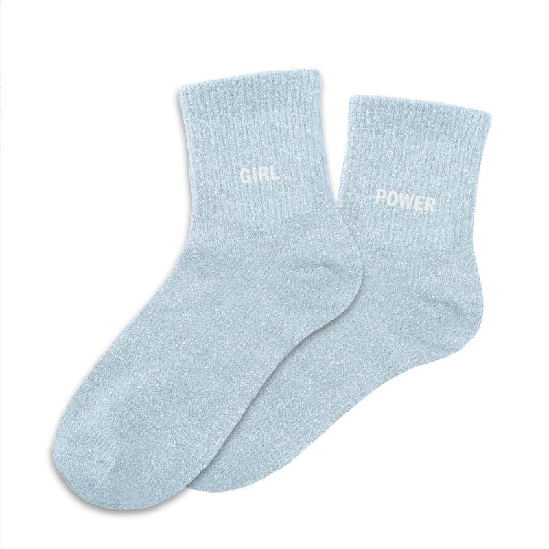 Chaussettes à Paillettes Bleues "Girl Power" mycrazystuff.com