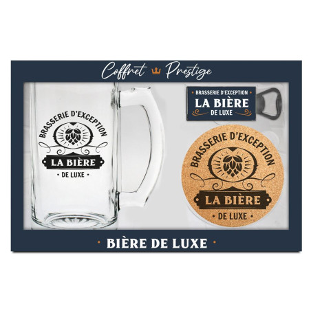 Coffret Cadeau Biere de Luxe Chope avec Sous-verre et Décapsuleur mycrazystuff.com