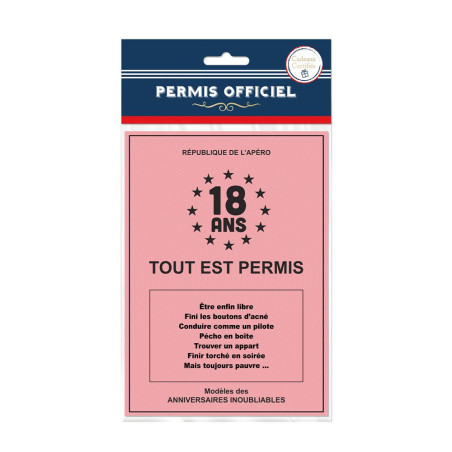 Carte à offrir 18 ans Permis de la majorité mycrazystuff.com