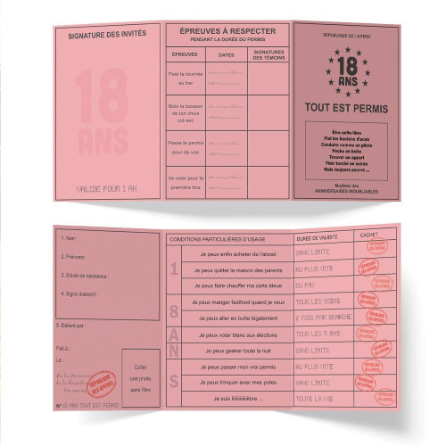 Carte à offrir 18 ans Permis de la majorité mycrazystuff.com