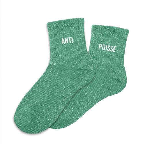 Chaussettes Duo Vertes à Paillettes "Anti-Poisse" mycrazystuff.com