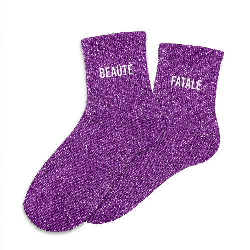 Chaussettes duo Violettes à Paillettes "Beauté Fatale" mycrazystuff.com