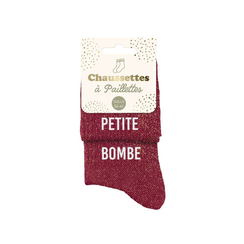 Chaussettes Duo Rouges à paillettes "petite bombe" mycrazystuff.com