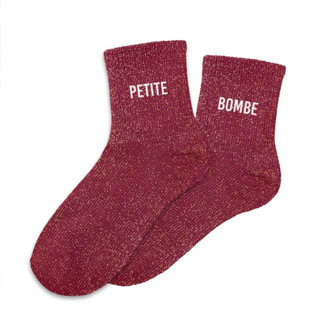 Chaussettes Duo Rouges à paillettes "petite bombe" mycrazystuff.com