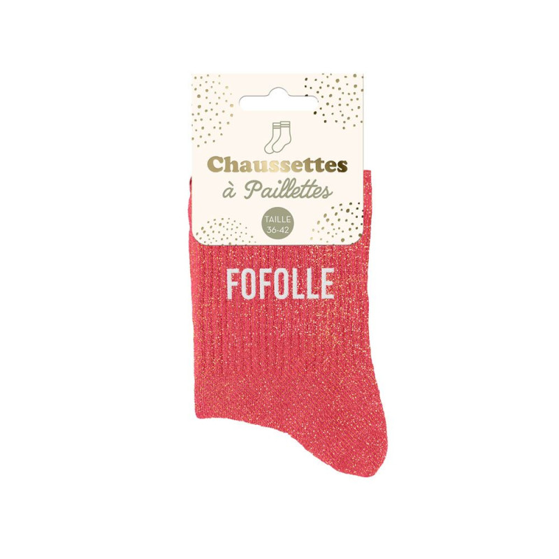 Chaussettes Roses à Paillettes "Fofolle" mycrazystuff.com