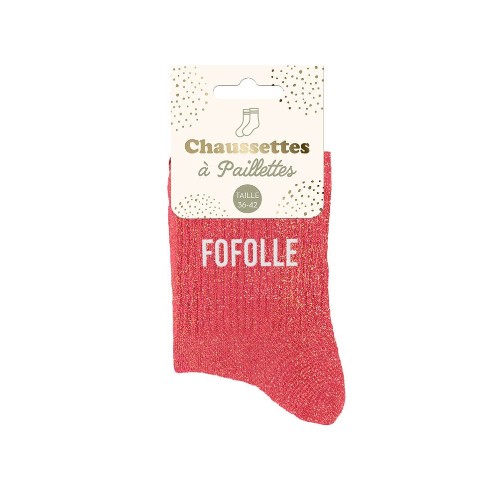 Chaussettes Roses à Paillettes "Fofolle" mycrazystuff.com