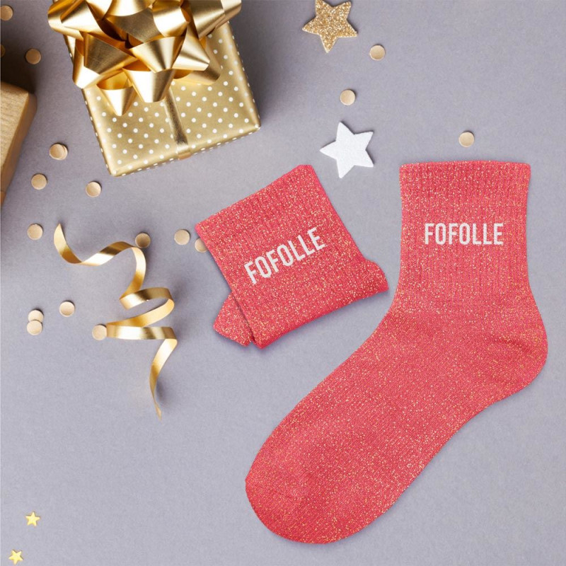 Chaussettes Roses à Paillettes "Fofolle" mycrazystuff.com