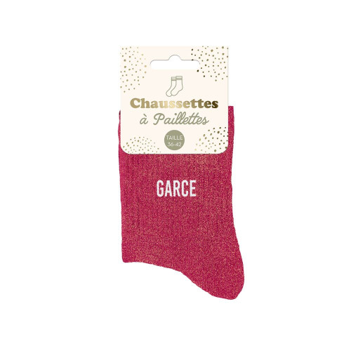 Chaussettes Roses à Paillettes "Garce"