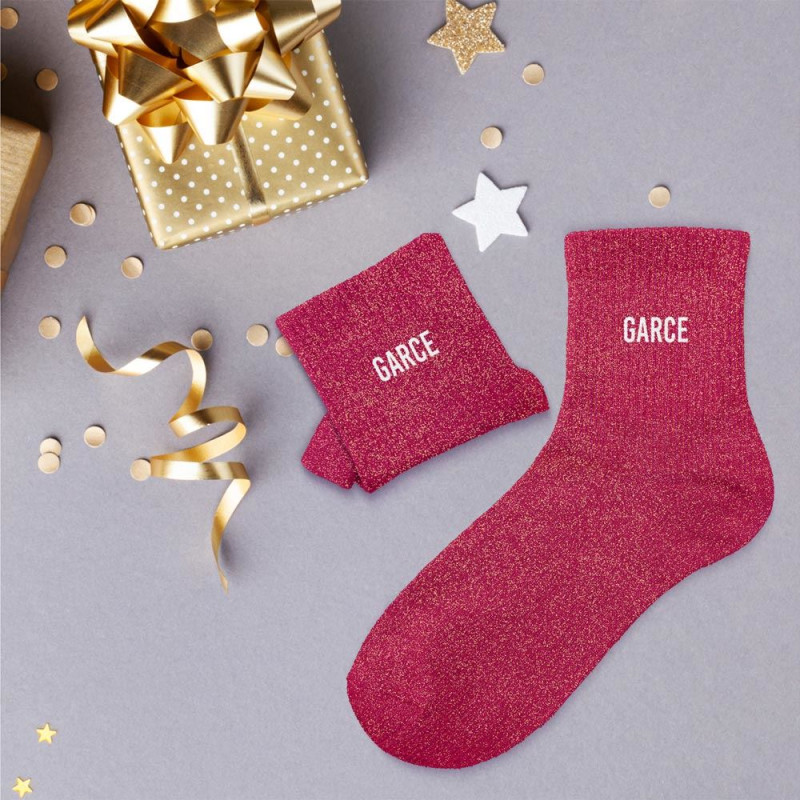 Chaussettes Roses à Paillettes "Garce"