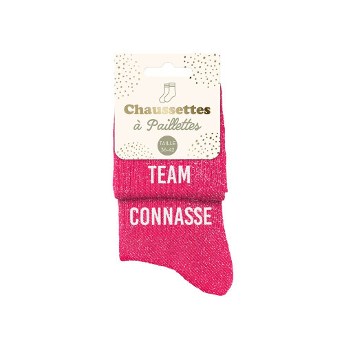 Chaussettes Duo Roses à Paillettes "Team Connasse" mycrazystuff.com