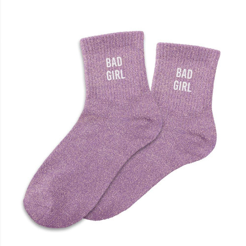 Chaussettes Violettes à Paillettes "Bad Girl" mycrazystuff.com