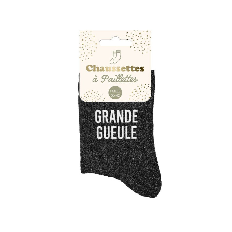 Chaussettes Noires à Paillettes "Grande Gueule" mycrazystuff.com