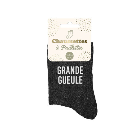 Chaussettes Noires à Paillettes "Grande Gueule" mycrazystuff.com