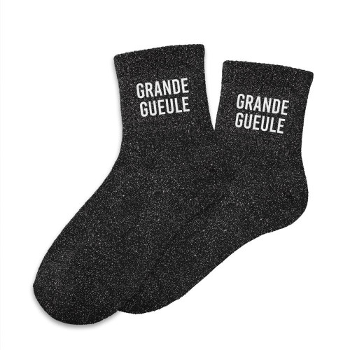 Chaussettes Noires à Paillettes "Grande Gueule" mycrazystuff.com