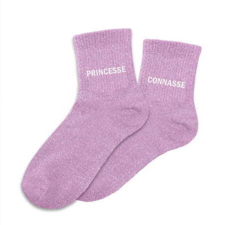 Chaussettes Duo Lilas à Paillettes "Princesse Connasse" mycrazystuff.com