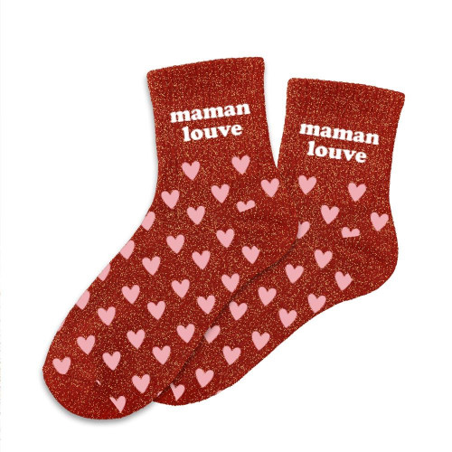 Chaussettes Rouges à Paillettes Maman Louve mycrazystuff.com