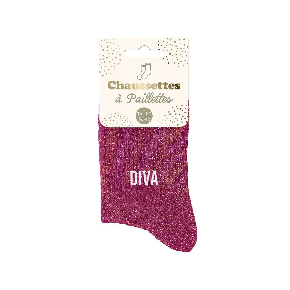 Chaussettes Roses à Paillettes "Diva" mycrazystuff.com