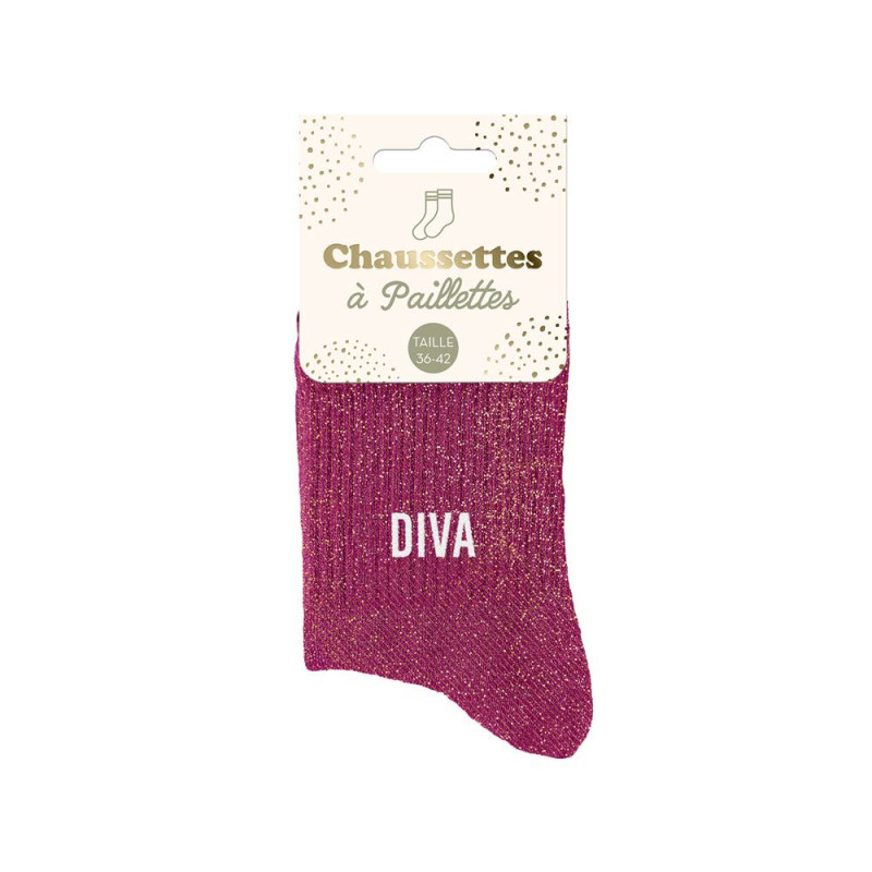Chaussettes Roses à Paillettes "Diva" mycrazystuff.com