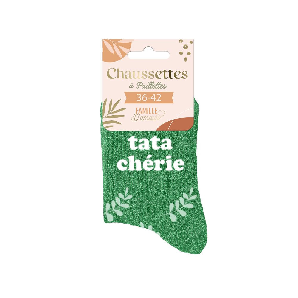Chaussettes Vertes à Paillettes "Tata Chérie"