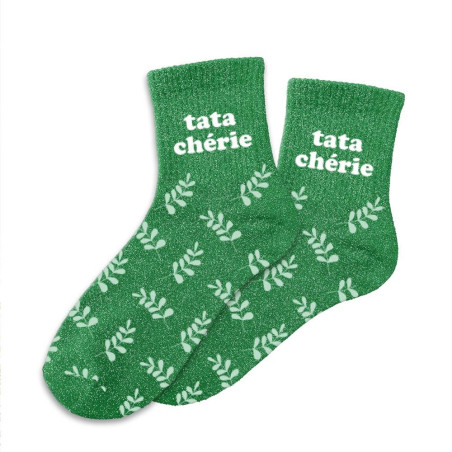 Chaussettes Vertes à Paillettes "Tata Chérie"