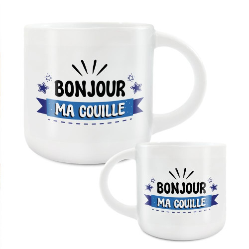 Grand Mug Céramique Bonjour Ma Couille mycrazystuff.com