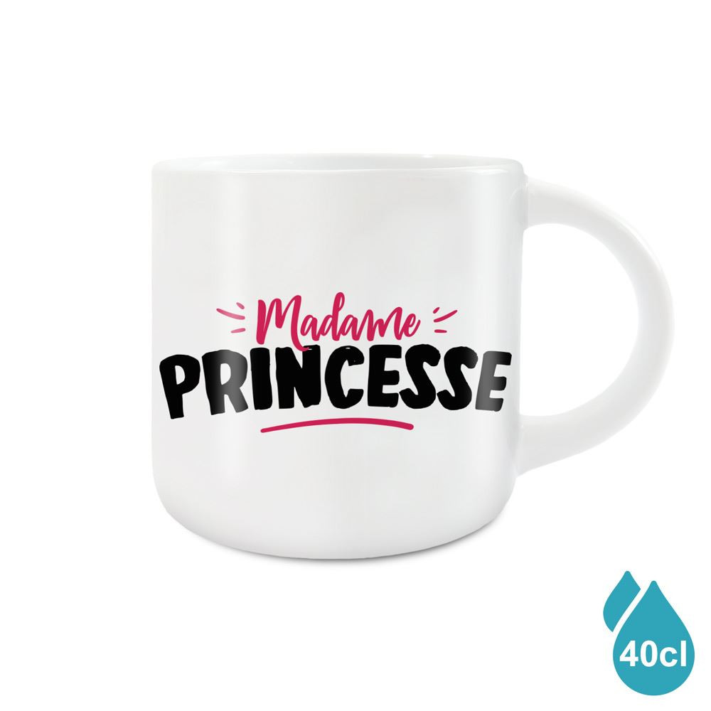 Grand Mug Céramique Blanc Madame Princesse mycrazystuff.com