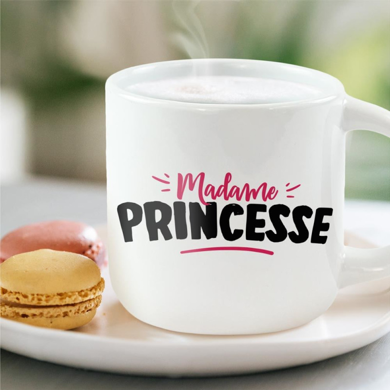 Grand Mug Céramique Blanc Madame Princesse mycrazystuff.com